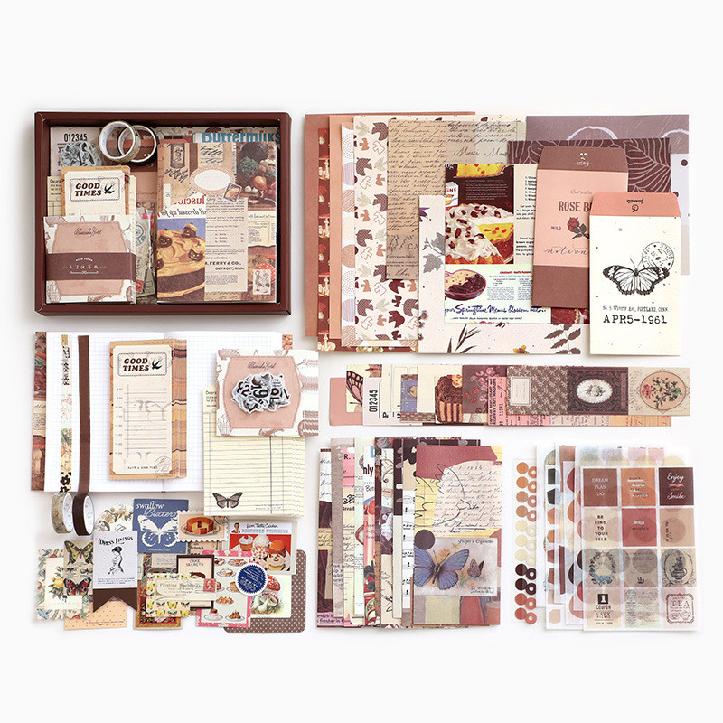 Paket Hadiah DIY Handmade Journal Kit Set Scrapbook Buku Jurnal dan Agenda Lucu Dengan Buku Stiker Memo Washi Tape dan Perlengkapan Handmade Lainnya