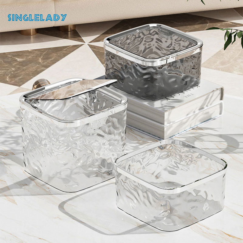 SingleLady Light luxury Feng Shui corrugated trash can push-type pop-top trash can dormitory office lazy desktop trash can ราคา 152 บาท*ส่งฟรี