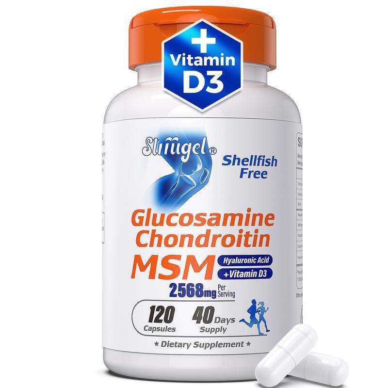 Struggel Glucosamine Chondroitin M+ Vitamin D3 - Thực phẩm bổ sung hỗ trợ khớp, giúp chăm sóc khớp và giảm phản ứng viêm, tăng cường độ linh hoạt của xương, không chứa GMO, 2568mg