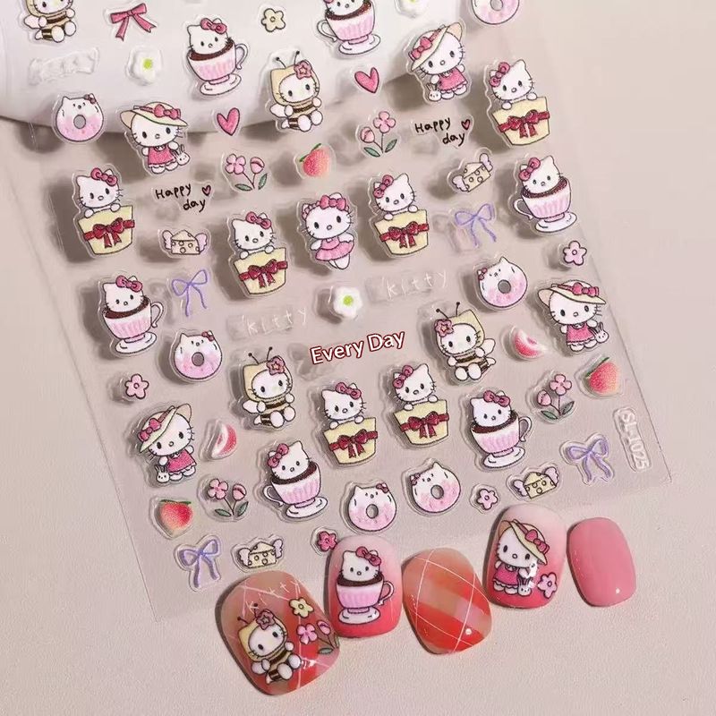 JOYNCLEON Dễ thương Hello Kitty dán nổi dán ba chiều cô gái trái tim phim hoạt hình tự làm hình dán trang trí