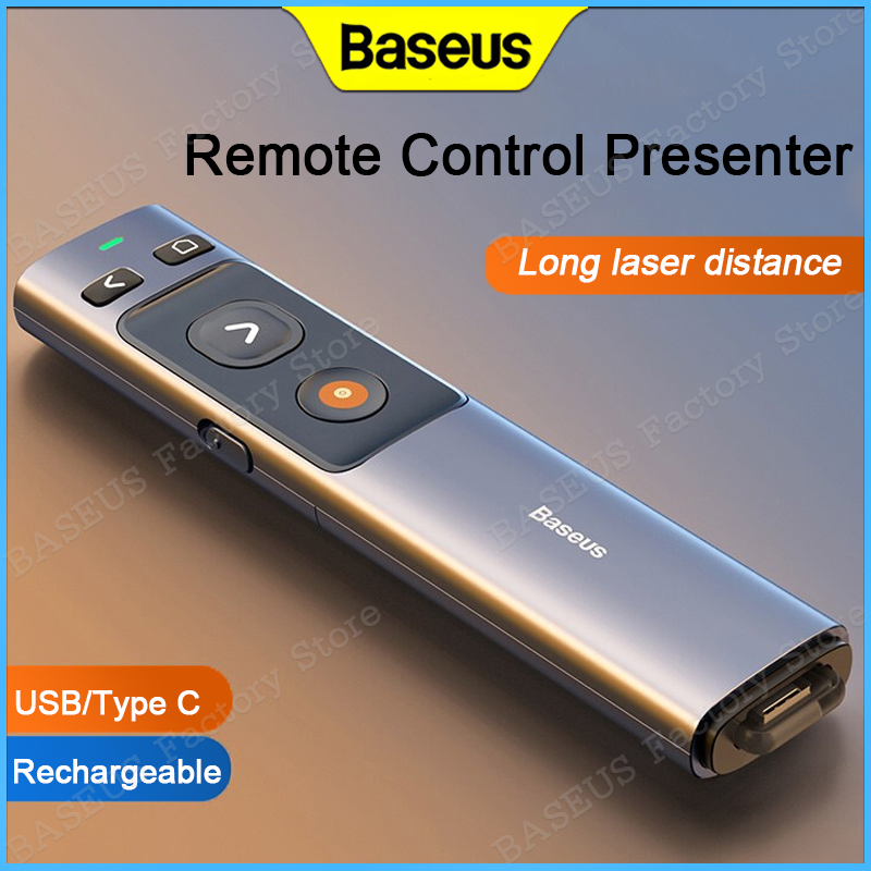 Baseus điều khiển từ xa Presenter bút không dây 2.4G USB C Adapter Cầm Tay Điều Khiển Từ Xa Con Trỏ Màu Đỏ Bút Cho Mac Win Máy Chiếu PPT PowerPoint