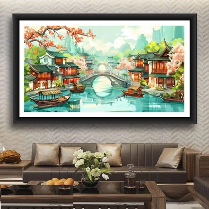 Tranh thêu kín  tranh thêu chữ thập. Tranh chưa thêu và chưa khung. ngọc thịnh