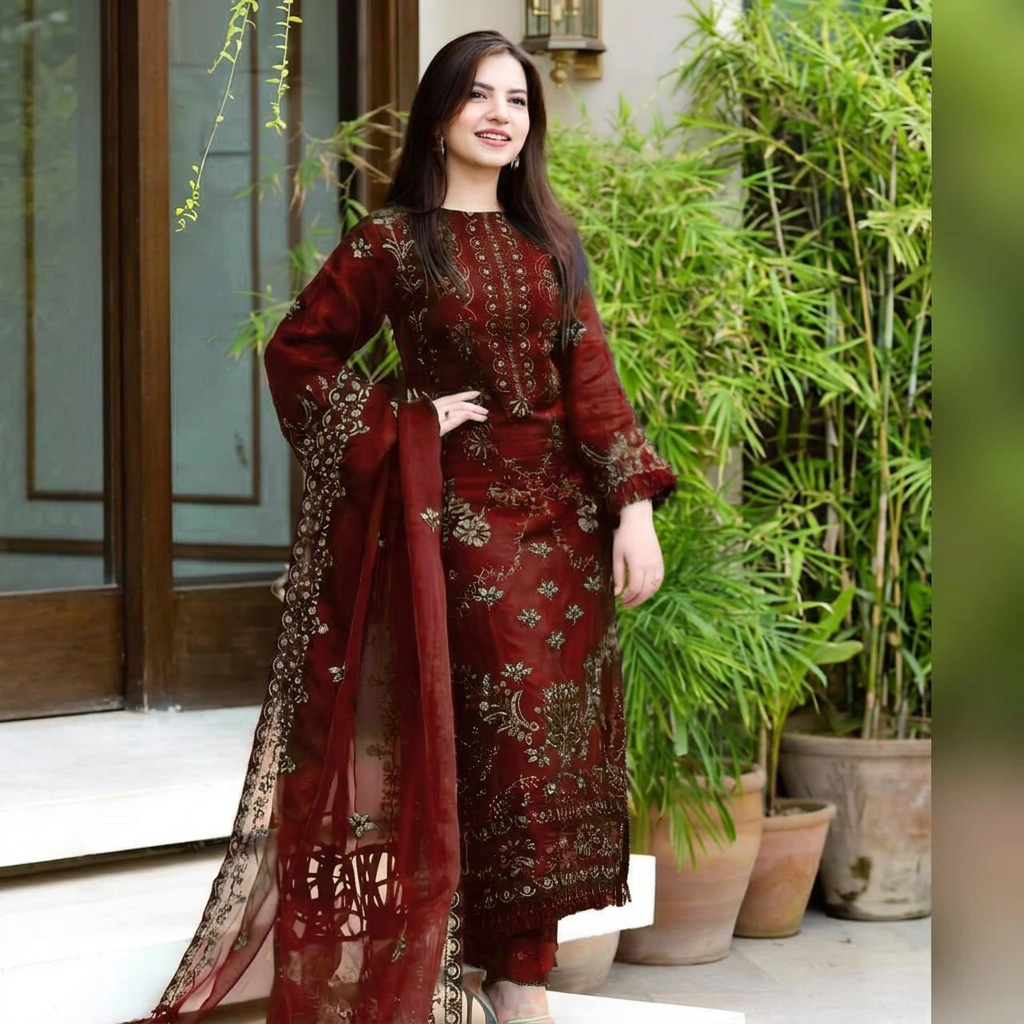 Luxury Chiffon Collection Heavy Embroidered Multicolor SummerDress With Chiffon Embroidered Dupatta SM-20