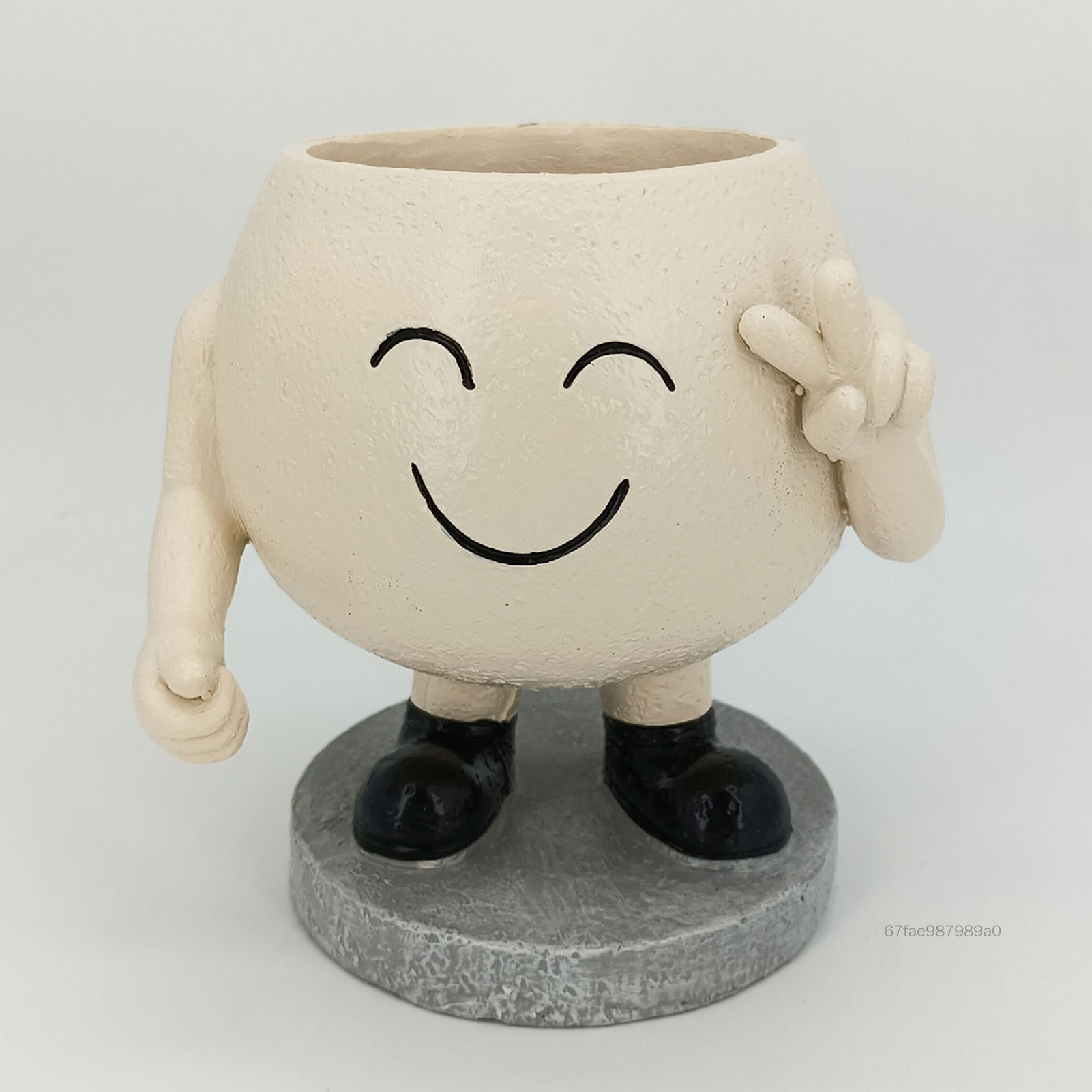 Smiling Little Man Resin Flowerpot Creative Smiling Face-Shaped Flowerpot for Succulents Flowers Plants CKing-VN