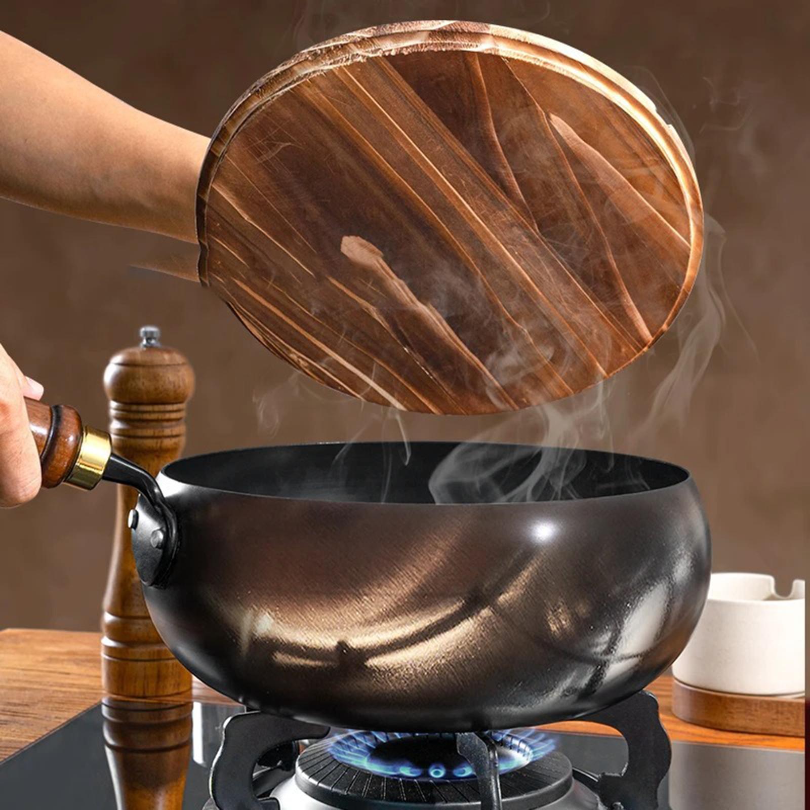 Hifer Nonstick Wok Iron Wok Cookware Pots No Coating Frying Pan Flat Bottom Wok for Restaurant Hotel Kitchen Home Induction Cooker