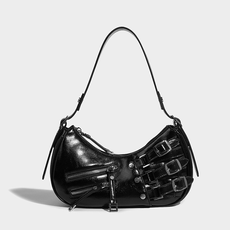 Niche Design American Retro Hot Girl Colorful 2024 Bag Women's Leather Armpit Bag Shoulder Handbag JYUE