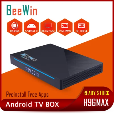 BeeWin H96Max Android Box 11.0 TV Box Pre-install 10000 Channels & Movies Android TV Box RK3566 4G/8G+32G/64G Quad-Core