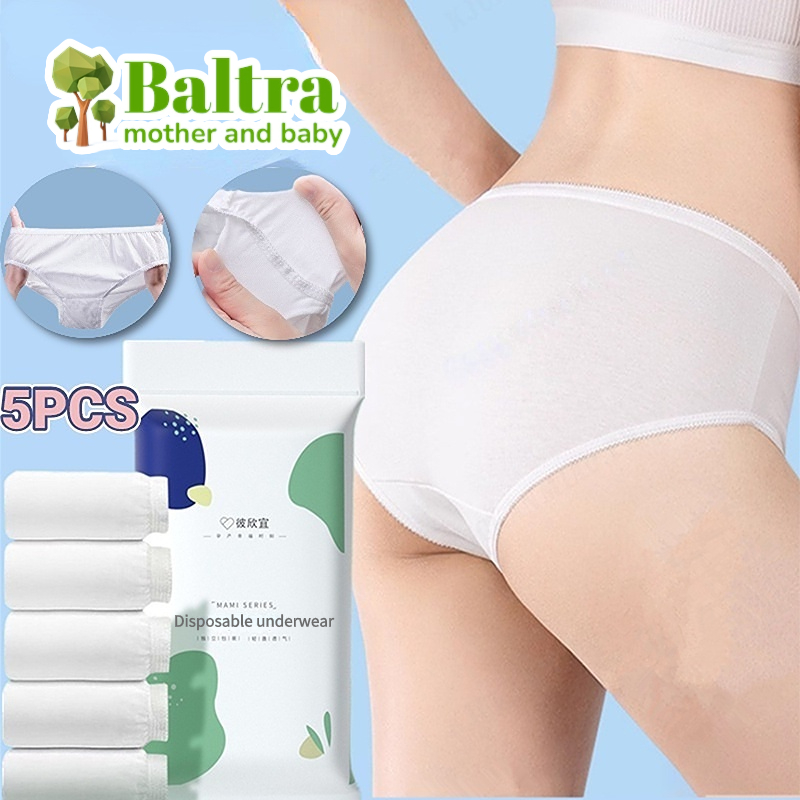 Disposable Panties 5pcs Travel Disposable Underwear Breathable Printing  Cotton Underwear Panties Briefs for Travel Menstrual Period Daily Use  (Women White Size XL) 