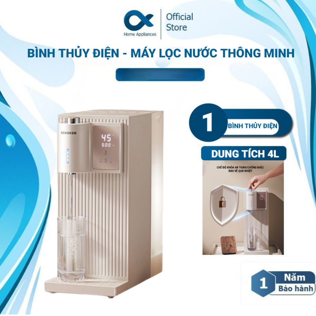 Bình thủy điện bình điện máy đun nước nóng siêu tốc để bàn Xiaomi Qcooker CS-TJ04-75G Công nghệ lọc RO 5 lớp siêu sạch