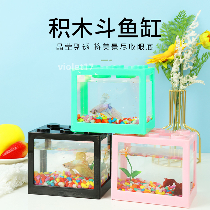 Khối Xây Dựng Mini Bể Cá Xô Trong Suốt Văn Phòng Để Bàn Nhỏ Sáng Tạo Bể Cá Vàng Nổi Tiếng Trên Mạng Thái Lan