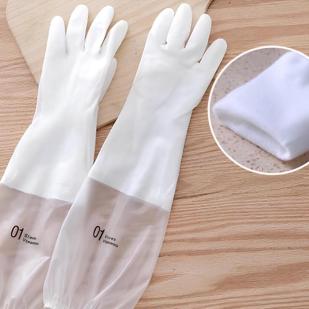 Găng tay cao su rửa chén bát siêu dai lót nỉ bo chun trợ thủ nhà bếp - Loại Dài Siêu Dai, Có Dây Chun Chống Tuột
