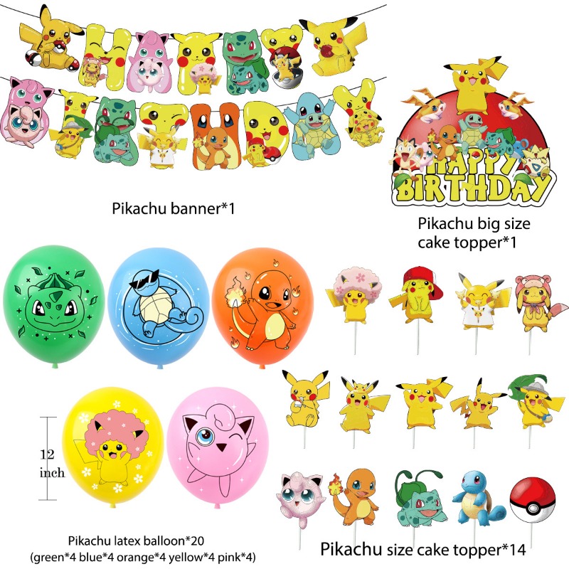 Toystory Pokemon bữa tiệc sinh nhật trẻ em Pikachu Bộ đồ ăn hoạt hình đĩa cốc giấy trang trí bánh ch