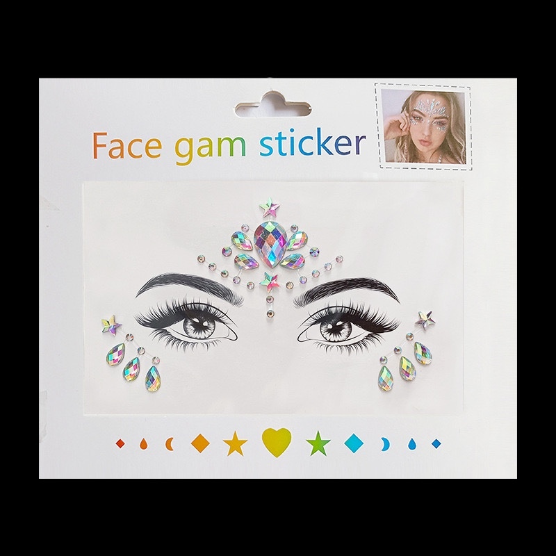 New Set Stiker Berlian Stiker Wajah Makeup 5D Face Kristal Festival Musik Konser Topeng Mata Dan Wajah