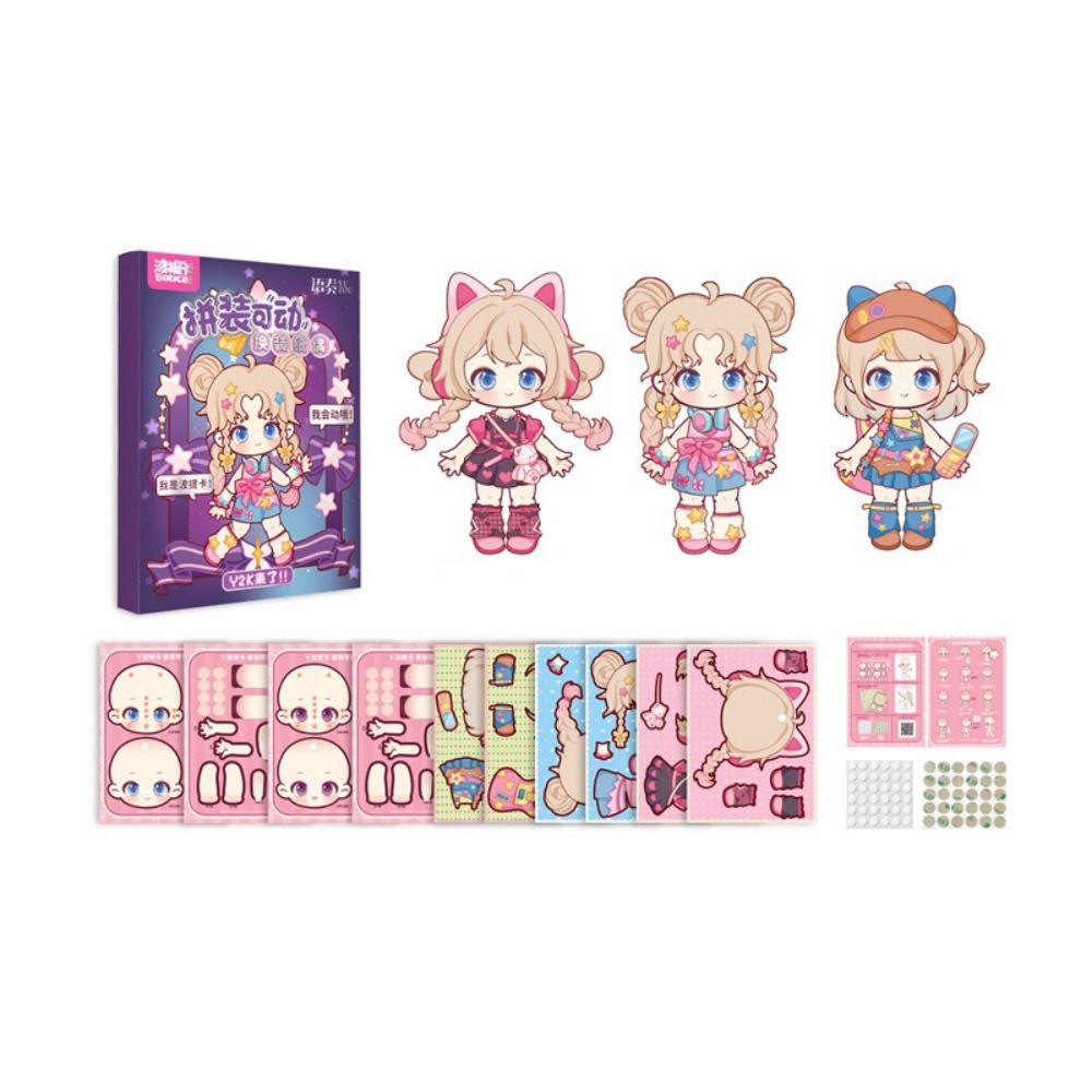 QEFEE Thủ công Đồ chơi con rối giấy tự làm Montessori Sách hoạt động Anime Búp Bê Giấy ghép di chuyể