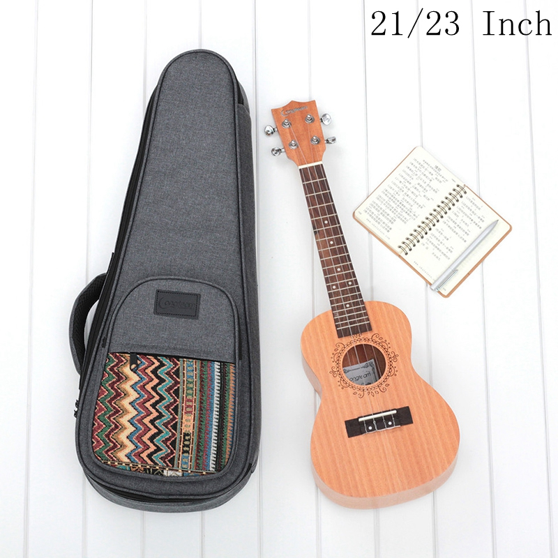 21 / 23 inch Túi Ukulele Phong Cách Bohemian dệt kim Ba lô trường hợp bông đệm dây đeo vai có thể điều chỉnh