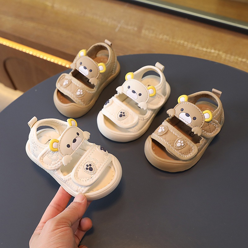 Dép sandal 2 quai dán, sandal gấᴜ đế mềm nhẹ, mũi cong chống vấp cho bé trai bé gái 0-2 tuổi mẫu hot năm nay