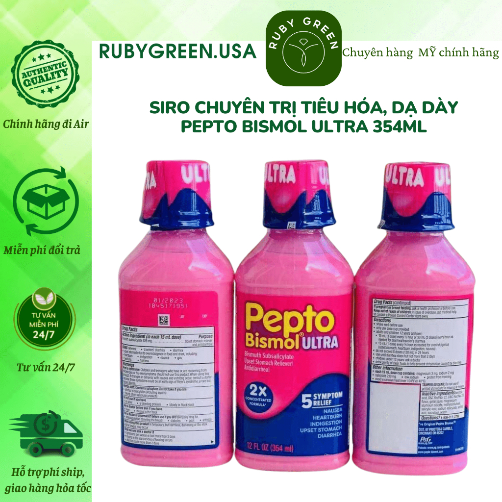 Siro Pepto Bismol Ultra hỗ trợ tiêu hoá, dạ dày 354ml của Mỹ