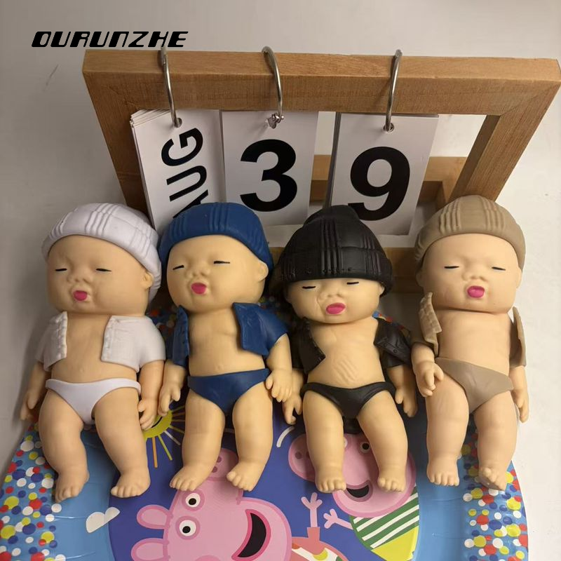 OURUNZHE Cute Soft Baby Dolls with Animal Hats and Diapers - Stress Relief Squishy Toys for Fun and Relaxation ราคา 44 บาท*ส่งฟรี