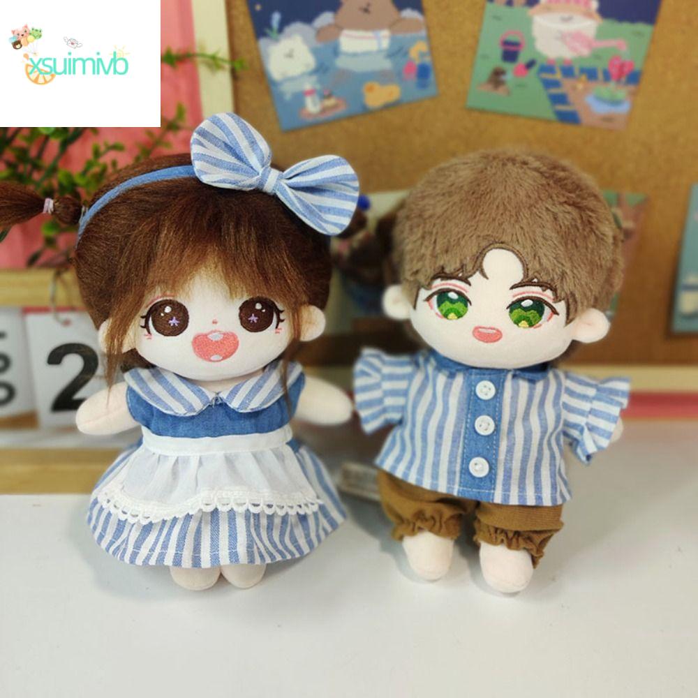 XSUIMI Quần áo cho doll 20cm Sọc xanh dương VÁY ĐẦM Lolita Váy công chúa Phụ kiện đồ chơi Váy Búp Bê