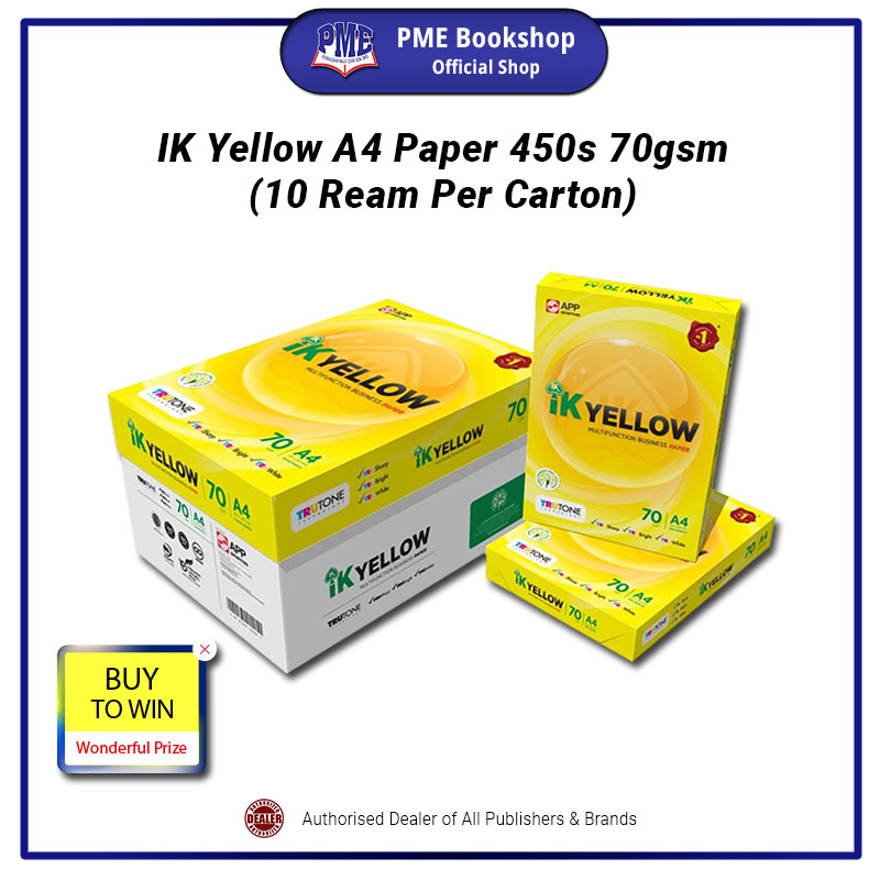 【PME Bookshop】 IK Yellow A4 Paper Photocopier 450s 70gsm (10 Reams Per Carton) | Wonderful Prize (Limited Time)