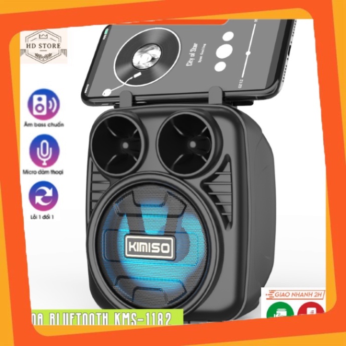 Loa bluetooth kimiso kms-1182 phiên bản cao cấp thiết kế nhỏ gọn, kèm giá đỡ điện thoại. âm thanh sống động