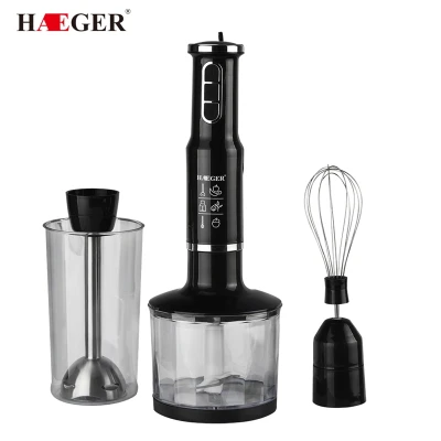 Haeger Smoothie Portable Hand Blender for Kitchen 4 in 1 Food Processor Stick with Chopper Whisk Electric Juicer Mixer Machine Eu Plug