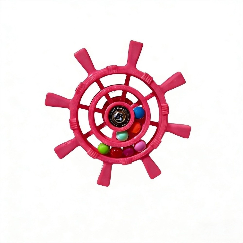 TOBIASK Bite Resistant Parrot Spinner Rattle Toy Rudder Shaped Colorful Beads Bird Cage Toy Entertainment Wheel Plastic Parrots Rotating Toys Bird Cage Use