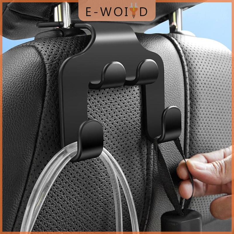 【E-WOITD】 ที่แขวนที่พิงศีรษะของเบาะรถที่แขวนเก็บของสีดำอเนกประสงค์สำหรับกระเป๋าถือกระเป๋าเสื้อโค้ทใส่ได้พอดีกับที่ยึดในรถยนต์อเนกประสงค์ ราคา 10 บาท*ส่งฟรี