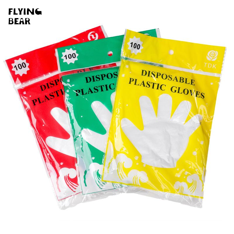 Bay gấu 100 găng tay dùng một lần nhựa phục vụ dùng cho thực phẩm rửa chén phục vụ và làm đẹp găng tay 50