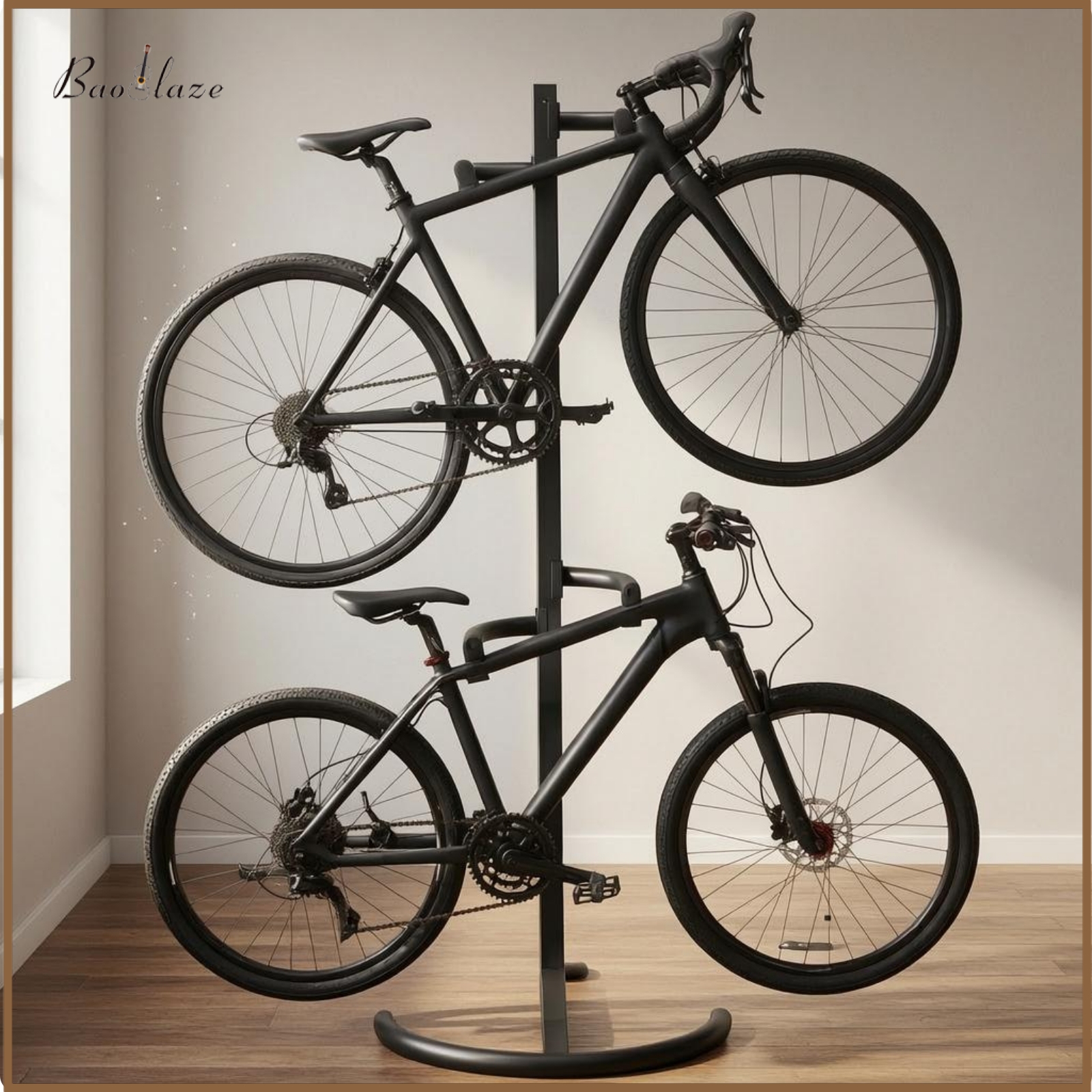 Baoblaze Black Iron Upright Cycle Floor Stand 50 Kg Capacity Cycle Display Rack Tall Vertical Bike Stand Curved Base ราคา 7,108 บาท*ส่งฟรี