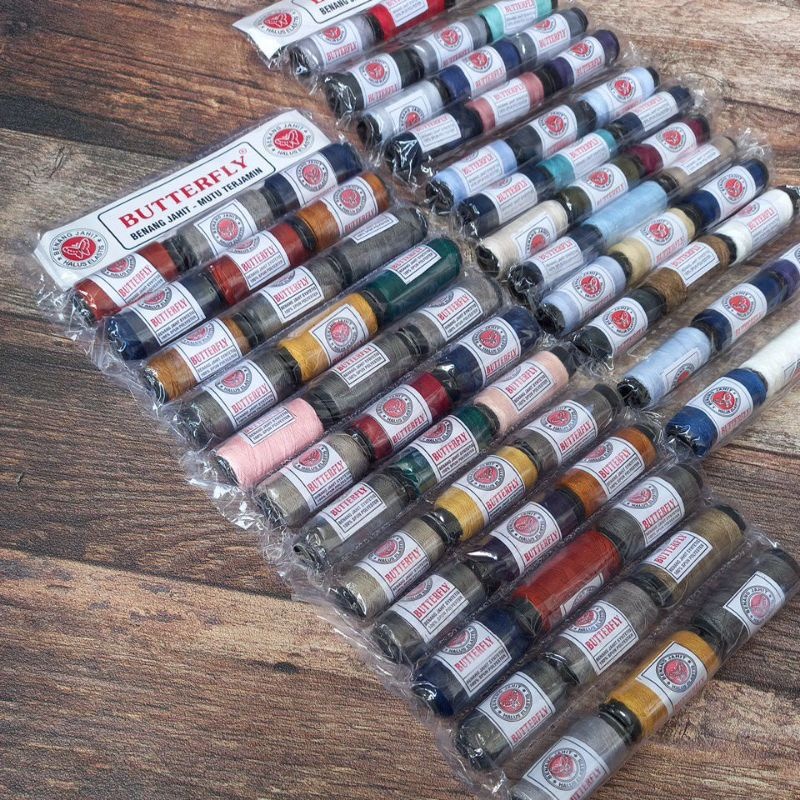BENANG JAHIT BUTTERFLY WARNA WARNI ISI 36 PCS