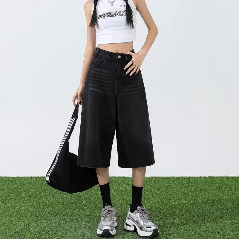 New style jeans for women Summer Vintage Seven-Foot Jeans Women's Casual Loose Wide Leg Straight Cut Slimming Jeans New 2024 Mini Size Fashion ราคา 6,463 บาท*ส่งฟรี