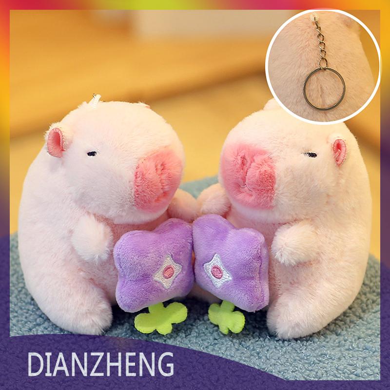 DIANZHENG Capybara sang trọng búp bê phim hoạt hình Keychain Mặt dây chuyền mềm nhồi bông búp bê Ba lô mặt dây chuyền xe túi vòng chìa khóa trang trí Kid Quà Tặng Keychain