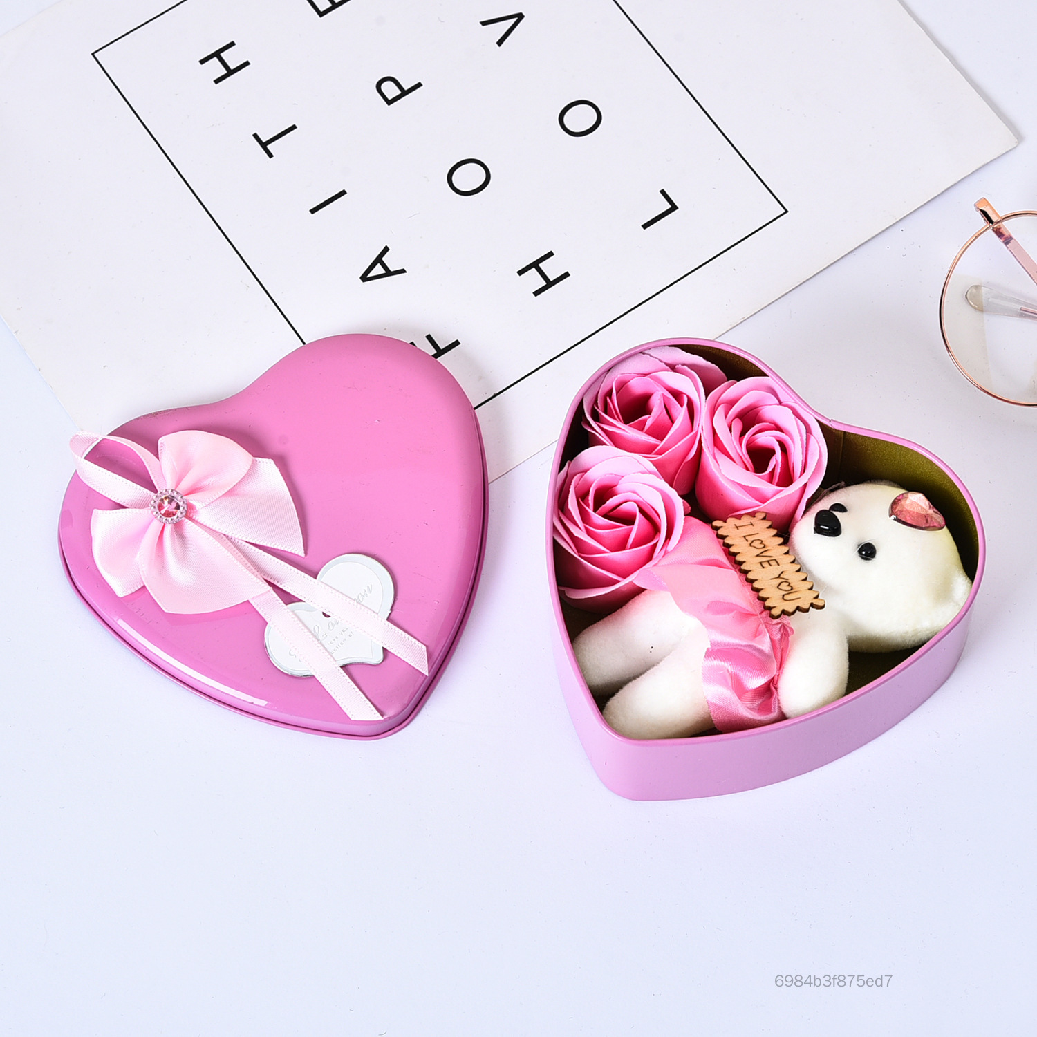 3 Bó Hoa Hồng Xà Bông Gấu - Quà Valentine Hộp Sắt Thơm