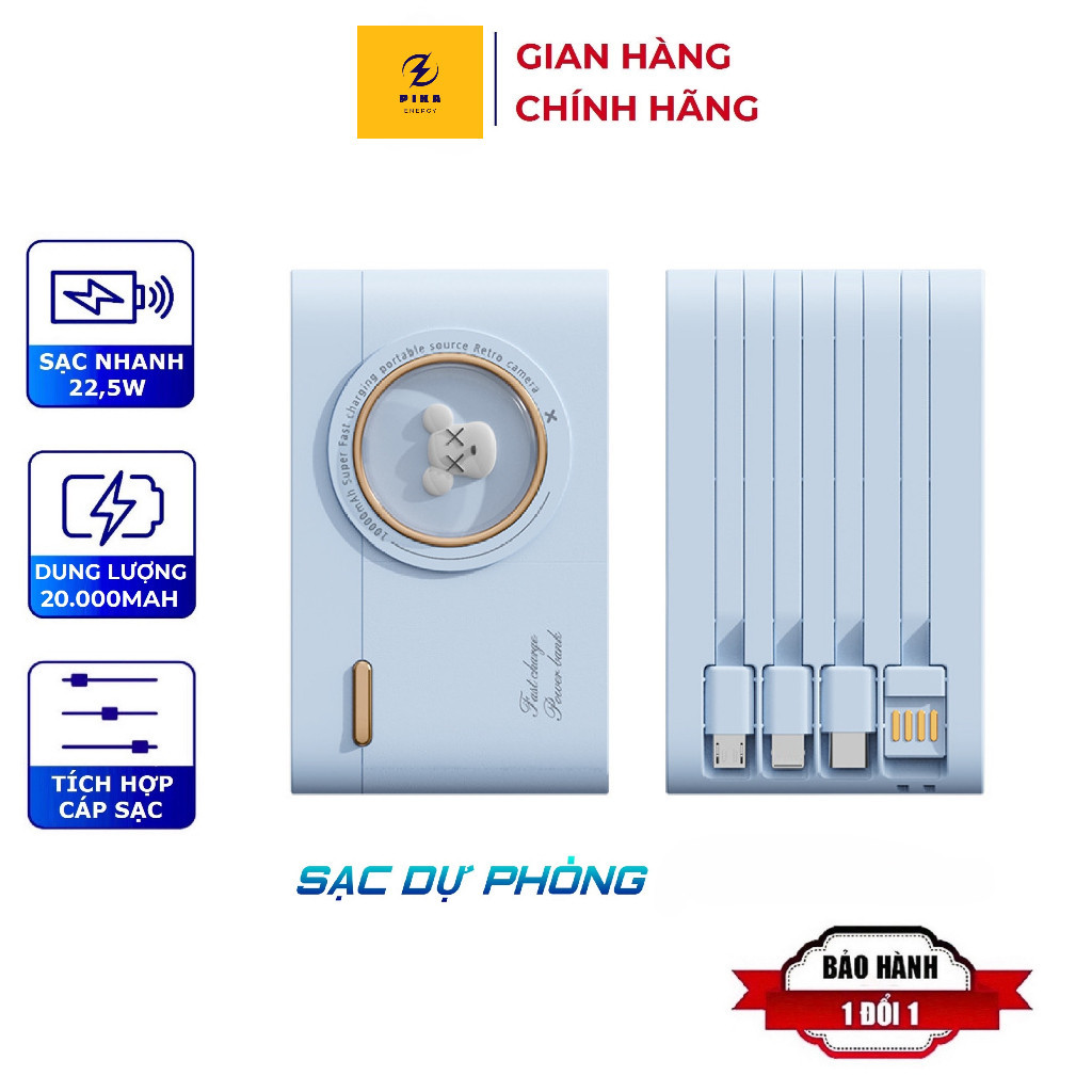 Sạc dự phòng 20000mah 10000mah sạc nhanh pin mini nhỏ gọn kèm dây sạc cho nhiều điện thoại Samsung iP Oppo