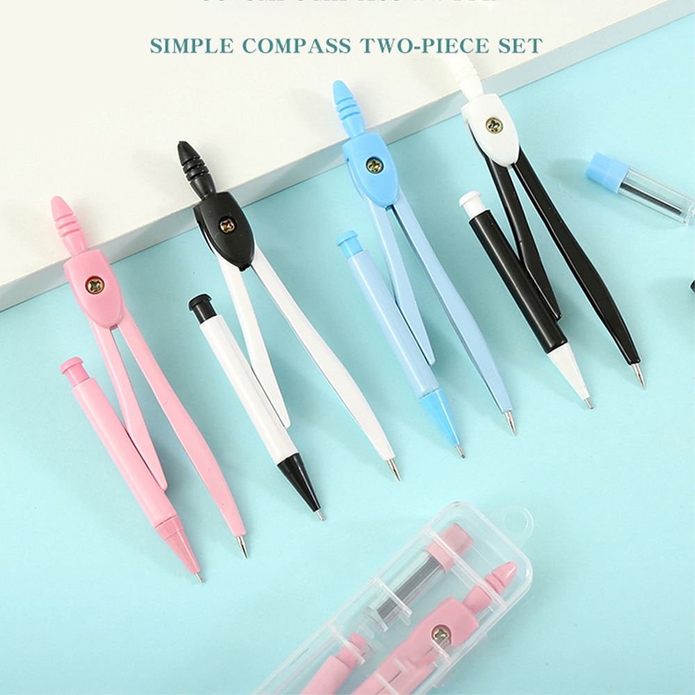 TRAMSIT 2pcs Học tập Bộ La Bàn  Loại Hình học toán học Kỳ Thi Dụng cụ vẽ Chuyên nghiệp Đa năng La bàn bút chì học sinh Văn phòng phẩm học sinh