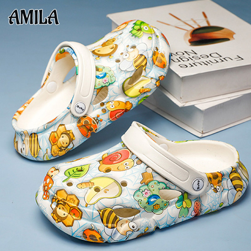 AMILA Dép đi trong phòng, trẻ em lỗ giày dép, giày dép nam nữ, mùa hè, dép đi trong phòng của trẻ em, cậu bé, học sinh mềm mềm đế dép