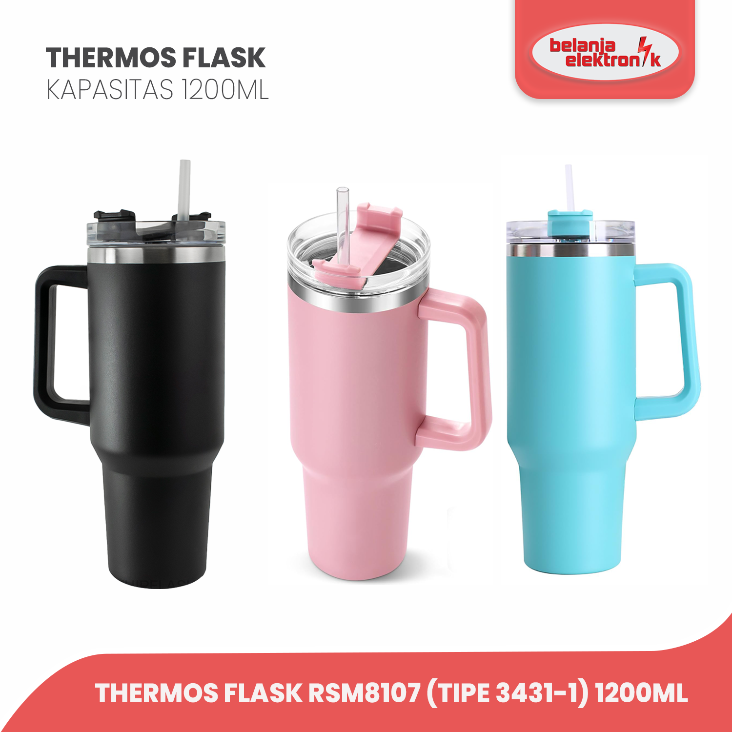 Tumbler Thermos Vacuum flask large capacity jumbo 1200ml stainless steel 304 heat resistant cold fitte…