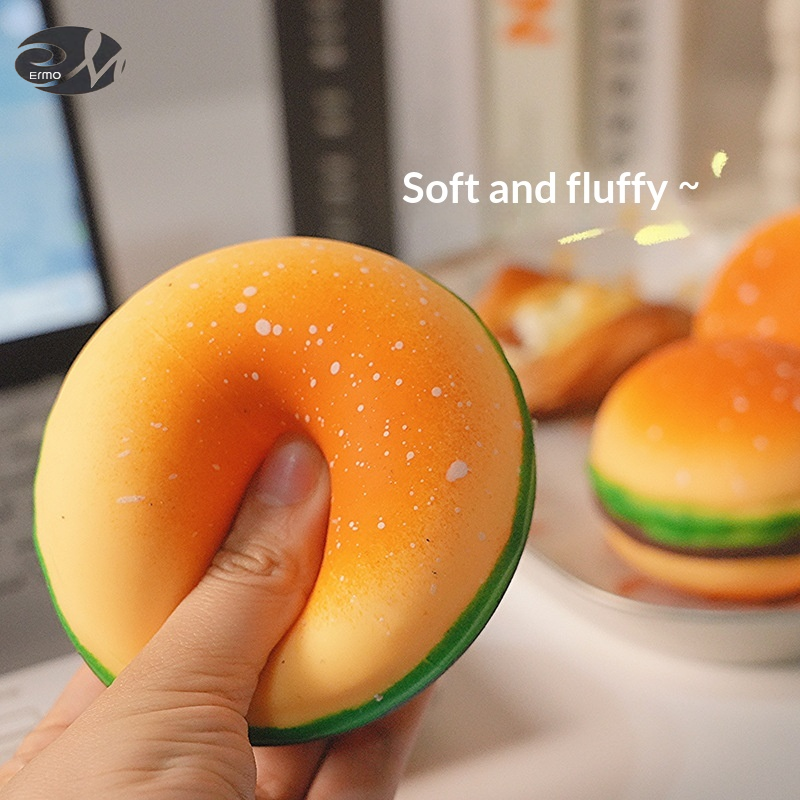 ERMO Realistic Burger Squishy Toy Stress Relief Fun Food Squeeze Play ราคา 22 บาท*ส่งฟรี