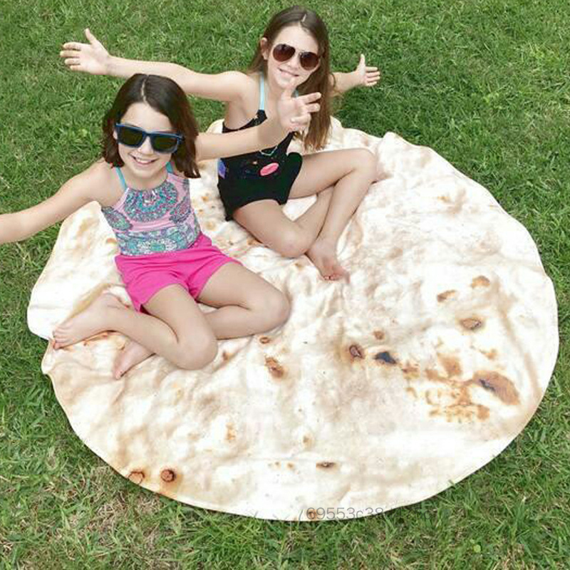 BURRITO Tortilla Chăn khổng lồ Funn Taco Flannel Chăn bọc khăn cho trẻ em dành cho trẻ em Bãi biển Picnic 60/120/150cm XClub-VN