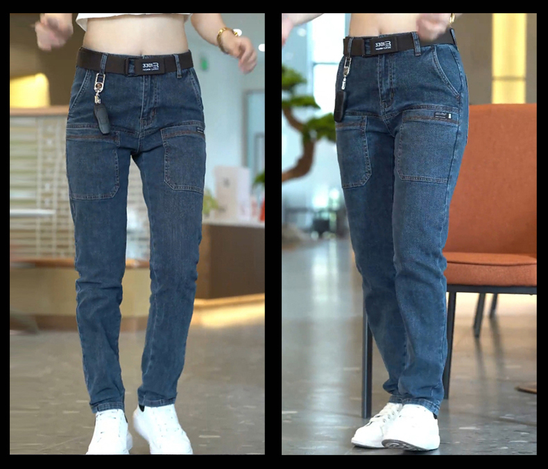 [lsdj] 2023 New Men's Slim Jeans Stretch Skinny Multi Pocket Fashion Designer Denim Trousers Male Brand Clothes Pants Streetwear · v2