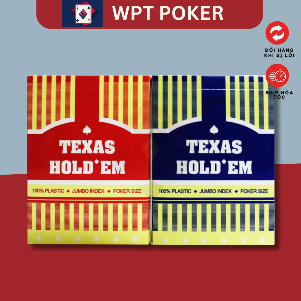 Bộ Bài tây poker bài nhựa poker TEXAS HOLD'EM PVC chống xước, chống nước size 6.3x8.8CM Texas holdem