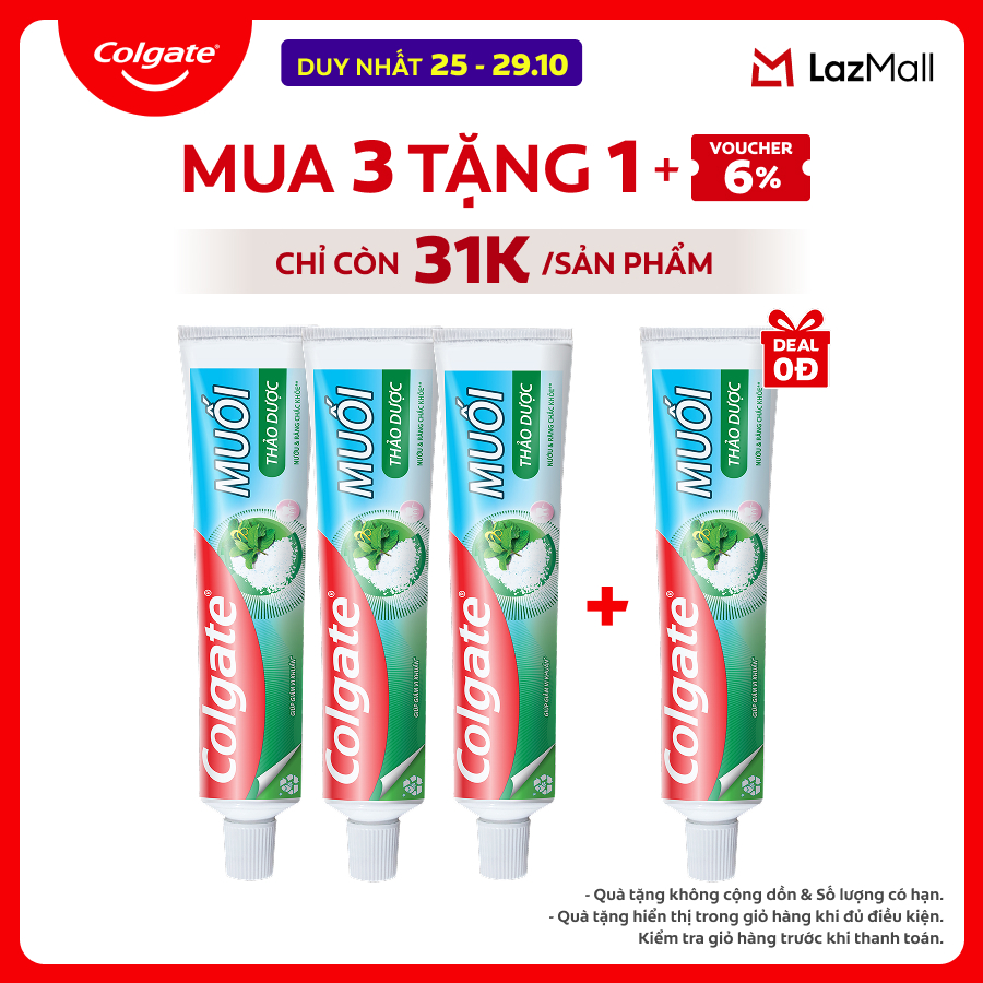  Bộ 3 kem đánh răng Colgate bảo vệ nướu Muối Thảo Dược Herbal Salt 225gx3 
