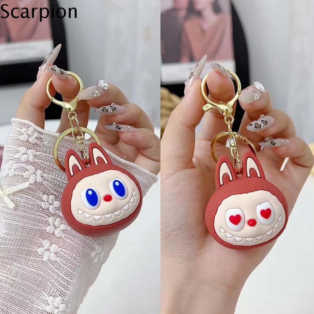 SCARPION Nhựa Mochi labubu Móc chìa khóa Thủ công Hoạt hình dây chuyền Đồ chơi bóp Đáng yêu Charm túi Móc khóa Bé gái