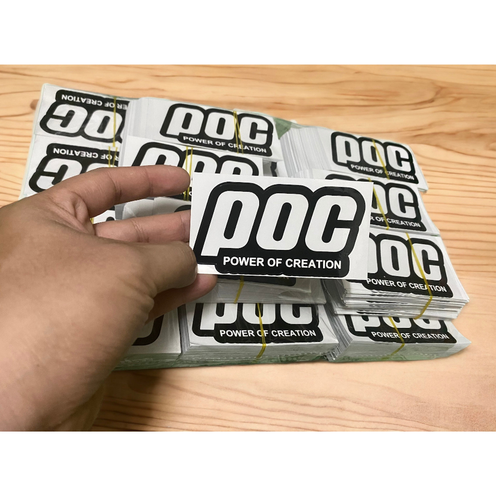 Tem logo poc - dán nón bảo hiểm - xe - điện thoại - laptop - kt 10x5cm