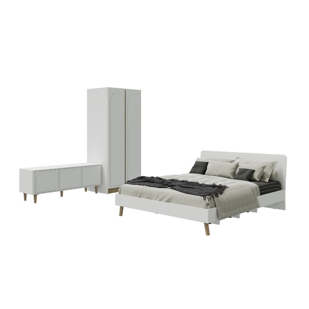 SB Design Square KONCEPT FURNITURE ชุดห้องนอน เตียง 5 ฟุต KC-PLAY รุ่น NORDIS-02 สีขาว ราคา 15,200 บาท*ส่งฟรี