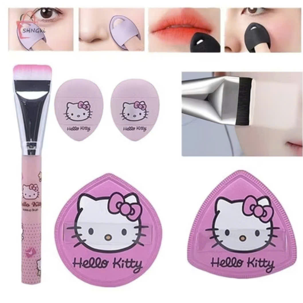 SET CỌ MÚT TRANG ĐIỂM HELLO KITTY DỄ THƯƠNG, THIẾT KẾ XINH XẮN, MỀM MẠI GIÚP LỚP NỀN MỊN MÀNG TỰ NHIÊN