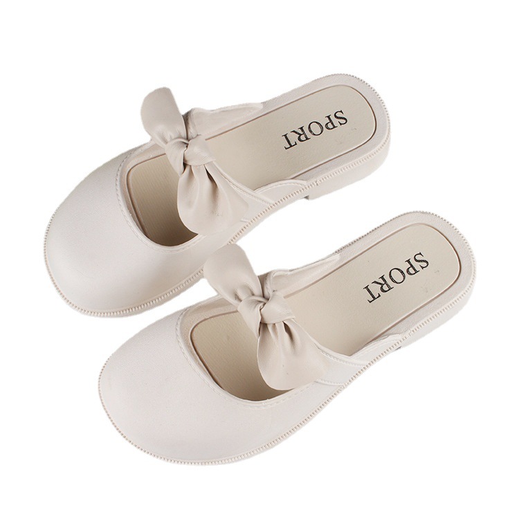 BW Dép đính nơ màu trơn thời trang thanh lịch cho nữ