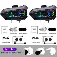 (Local Shipment) Aitemay 2pcs Y10 Motorcycle Intercome Helmet Headset Bluetooth 5.3 Stereo Hands Free Ipx6 Waterproof 300m Intercomunicador Speaker