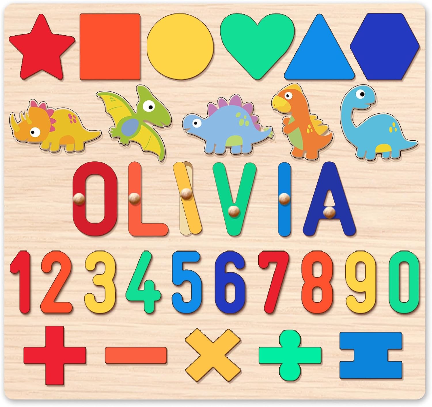 Wooden Name Puzzle for Kids Personalized, Easter Gifts for Toddlers, 5 Line Name Puzzles, 1st Birthday Gifts, Early Learning Toys for Baby Boy or Girl, Edu